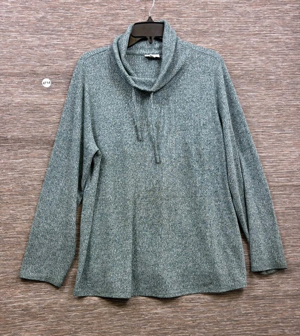 J Jill Chenille Tunic Cowl Neck Sweater Womens Size XL Mint Pullover Long Sleeve